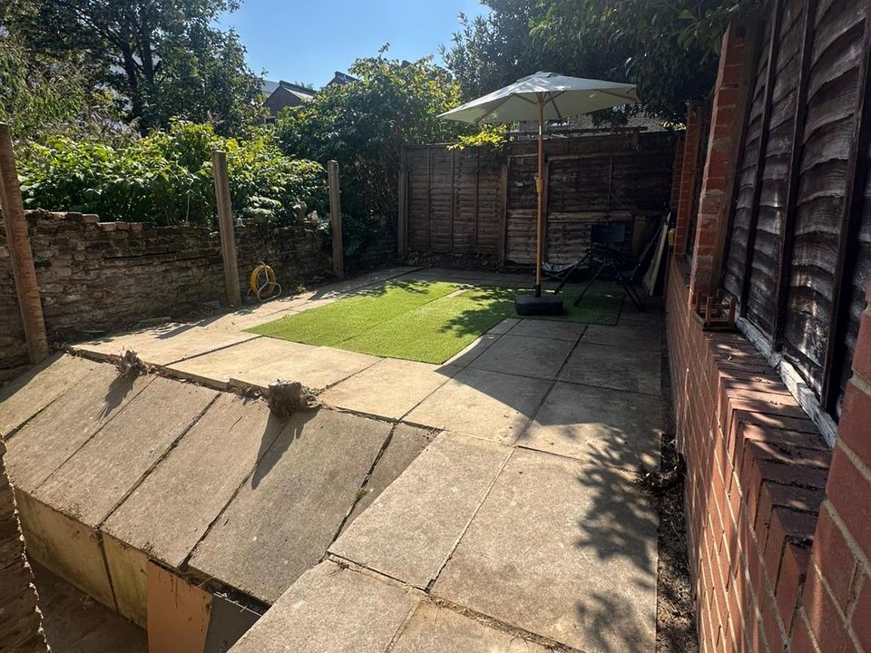 Freshly cleared paved patio