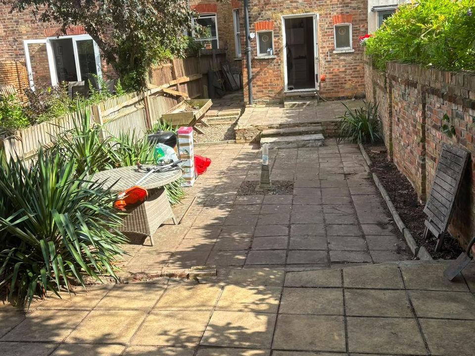 Paved garden with planted edges